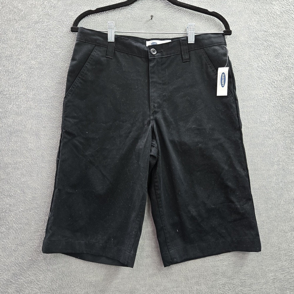 Old Navy Women Shorts 18 Black Bermuda Twill Button 12" Inseam NWT